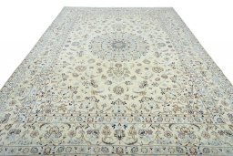 Surface texture of New Nain rug with natural Wool and intricate pattern