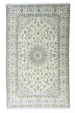 Full view of New Nain rug from Iran / Persia, 331 × 203 cm in Beige tones