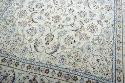 Close-up detail of New Nain rug from Iran / Persia showing Wool weave