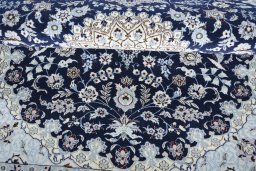 Close-up detail of New Nain rug from Iran / Persia showing Wool weave