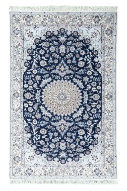 Full view of New Nain rug from Iran / Persia, 197 × 126 cm in Blue tones