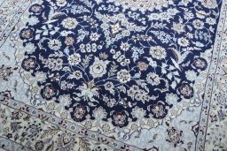 Close-up detail of New Nain rug from Iran / Persia showing Wool weave