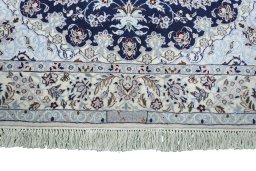 Full view of New Nain rug from Iran / Persia, 197 × 126 cm in Blue tones