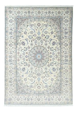 Full view of New Nain rug from Iran / Persia, 350 × 240 cm in Beige tones