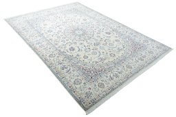 Close-up detail of New Nain rug from Iran / Persia showing Wool weave