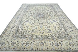 Surface texture of New Nain rug with natural Wool and intricate pattern