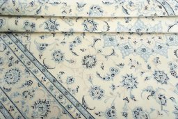 Close-up detail of New Nain rug from Iran / Persia showing Wool weave