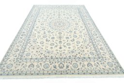 Surface texture of New Nain rug with natural Wool and intricate pattern