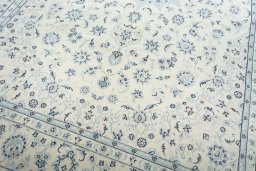 Close-up detail of New Nain rug from Iran / Persia showing Wool weave