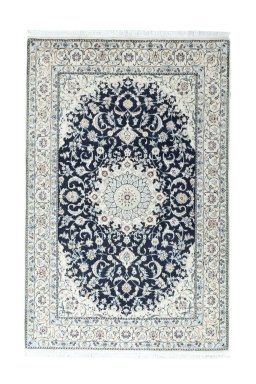 Full view of New Nain rug from Iran / Persia, 194 × 126 cm in Blue tones