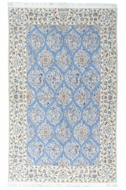 Full view of New Nain rug from Iran / Persia, 245 × 154 cm in Blue tones