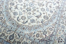 Close-up detail of New Nain rug from Iran / Persia showing Cork weave