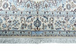 Full view of New Nain rug from Iran / Persia, 230 × 142 cm in Beige tones