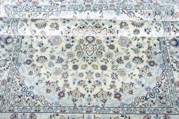 Close-up detail of New Nain rug from Iran / Persia showing Wool weave