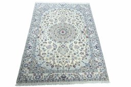 Surface texture of New Nain rug with natural Wool and intricate pattern