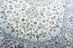 Close-up detail of New Nain rug from Iran / Persia showing Wool weave