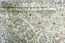 Close-up detail of New Nain rug from Iran / Persia showing Wool weave