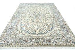 Surface texture of New Nain rug with natural Wool and intricate pattern
