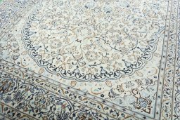 Close-up detail of New Nain rug from Iran / Persia showing Wool weave