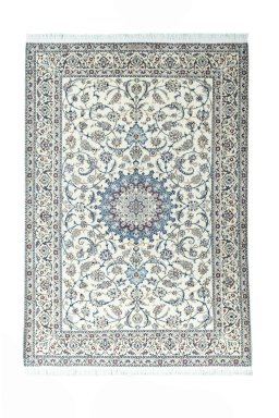 Full view of New Nain rug from Iran / Persia, 290 × 197 cm in Beige tones