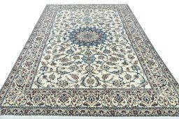 Surface texture of New Nain rug with natural Wool and intricate pattern