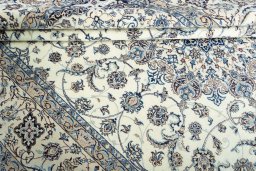 Close-up detail of New Nain rug from Iran / Persia showing Cork weave