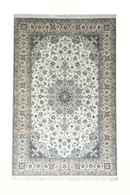 Full view of New Nain rug from Iran / Persia, 308 × 203 cm in Beige tones