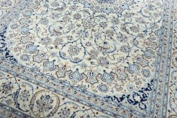 Close-up detail of New Nain rug from Iran / Persia showing Wool weave