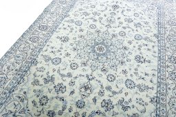 Close-up detail of New Nain rug from Iran / Persia showing Wool weave