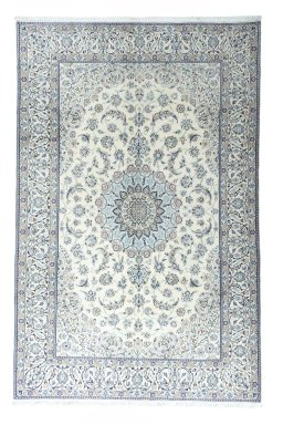 Full view of New Nain rug from Iran / Persia, 310 × 200 cm in Beige tones