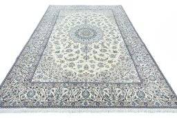 Surface texture of New Nain rug with natural Wool and intricate pattern
