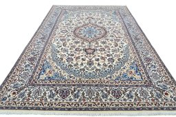 Surface texture of New Nain rug with natural Wool and intricate pattern