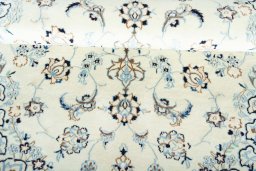Close-up detail of New Nain rug from Iran / Persia showing Wool weave