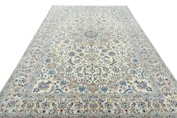 Surface texture of New Nain rug with natural Wool and intricate pattern