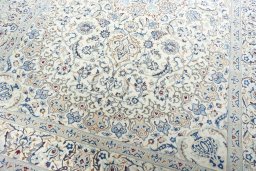 Close-up detail of New Nain rug from Iran / Persia showing Wool weave