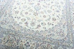 Close-up detail of New Nain rug from Iran / Persia showing Cork weave