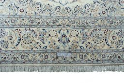 Full view of New Nain rug from Iran / Persia, 370 × 233 cm in Beige tones