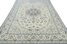 Surface texture of New Nain rug with natural Wool and intricate pattern