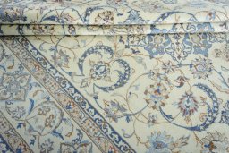 Close-up detail of New Nain rug from Iran / Persia showing Wool weave