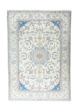 Full view of New Nain rug from Iran / Persia, 366 × 256 cm in Beige tones