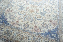 Close-up detail of New Nain rug from Iran / Persia showing Wool weave