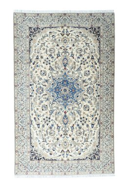 Full view of New Nain rug from Iran / Persia, 345 × 213 cm in Beige tones