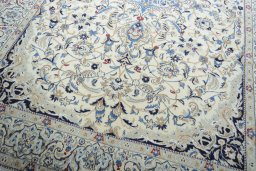 Close-up detail of New Nain rug from Iran / Persia showing Wool weave