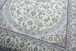 Close-up detail of New Nain rug from Iran / Persia showing Wool weave
