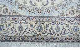 Full view of New Nain rug from Iran / Persia, 307 × 201 cm in Beige tones
