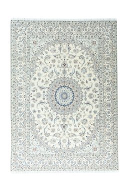 Full view of New Nain rug from Iran / Persia, 347 × 247 cm in Beige tones