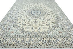 Surface texture of New Nain rug with natural Wool and intricate pattern