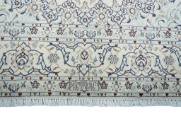 Full view of New Nain rug from Iran / Persia, 347 × 247 cm in Beige tones
