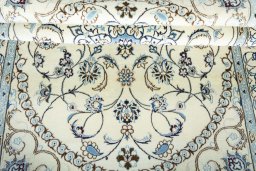 Close-up detail of New Nain rug from Iran / Persia showing Wool weave