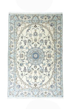 Full view of New Nain rug from Iran / Persia, 192 × 126 cm in Beige tones